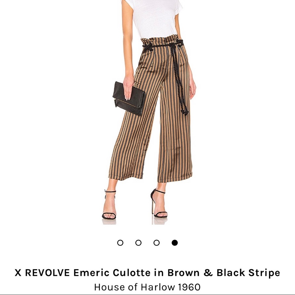 House of Harlow 1960 Brown and Black Striped Culotte Pants